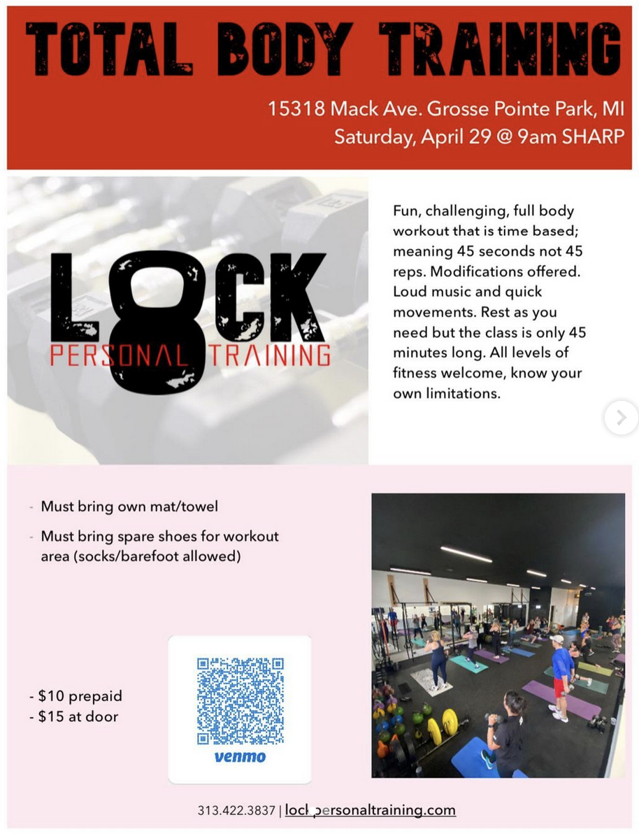 Total Body Training – April 29, 2023 – Lock Personal Training